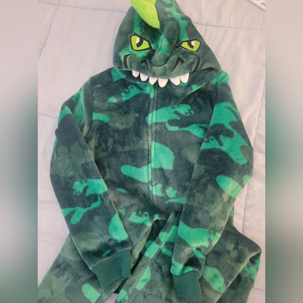 Green Dinosaur Hooded Onesie Size 5-6